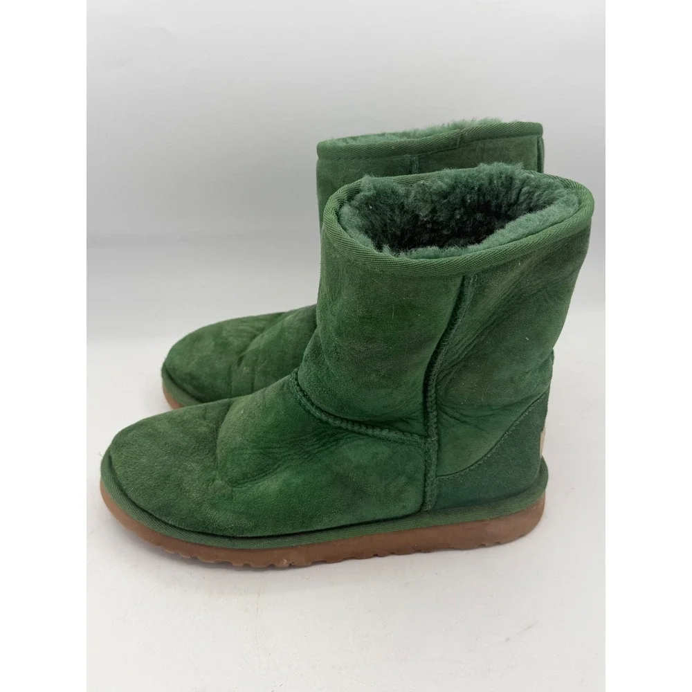 UGG Australia Classic Short 5251 Green Suede Sheepskin Boots Womens 4 Mens 3